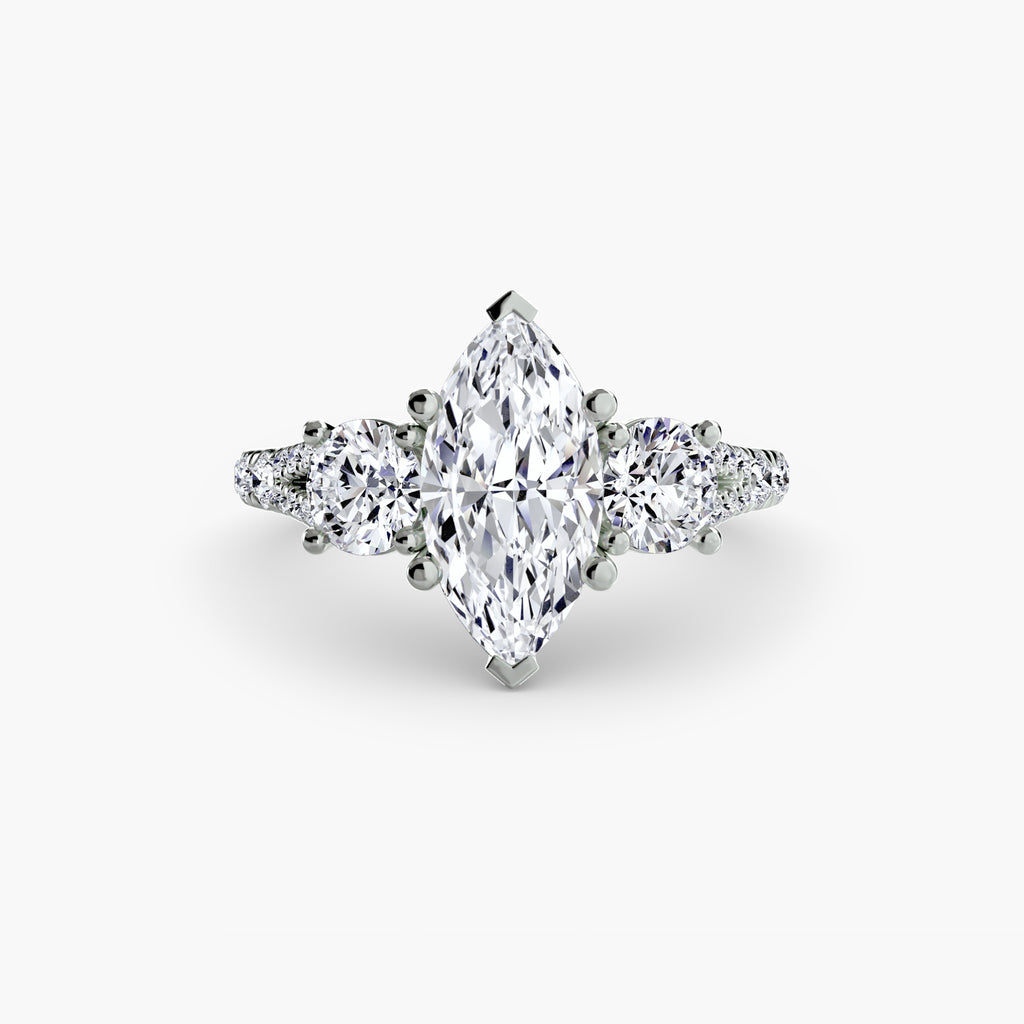 Anello trilogy con pavé — montatura, gambo 2,3 mm
