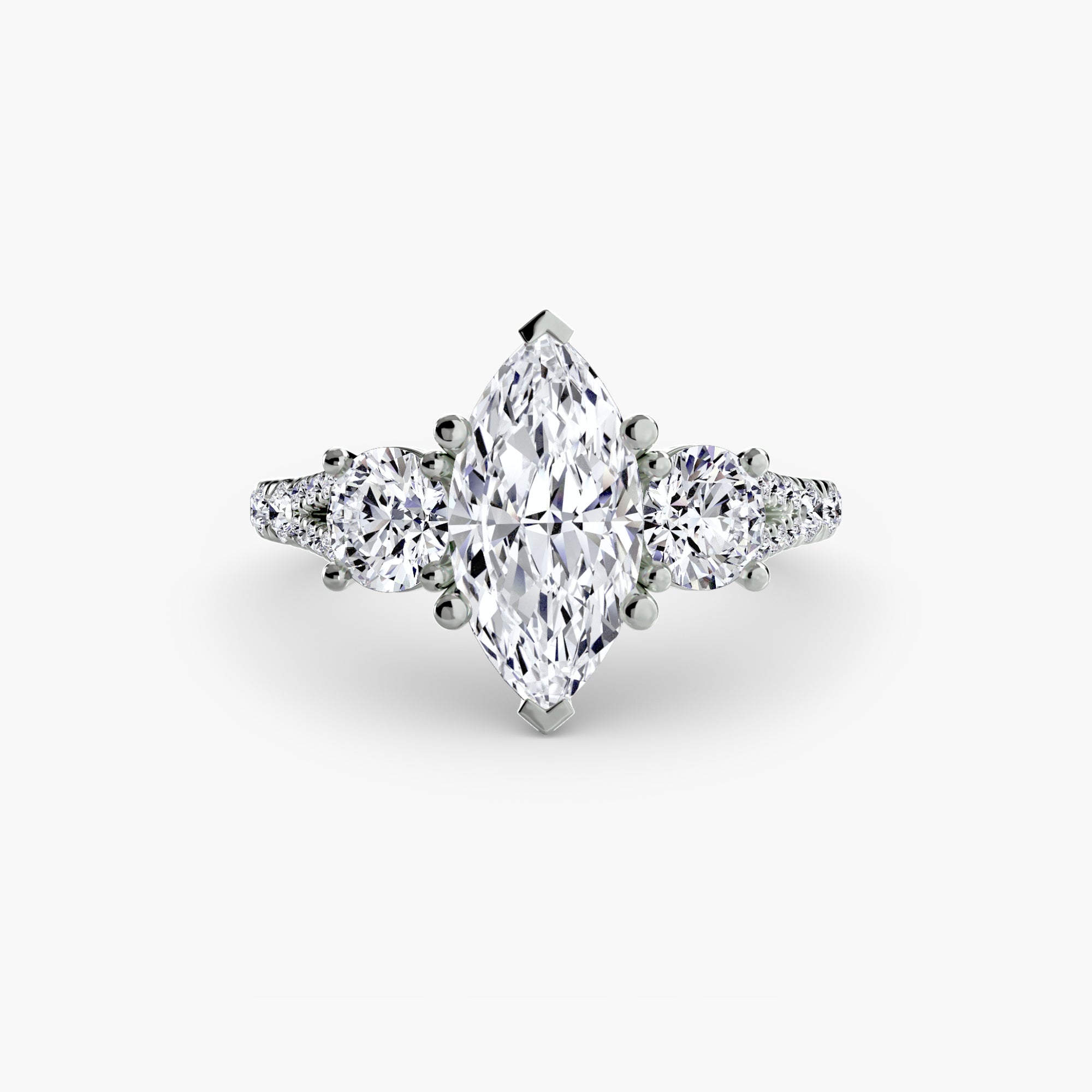 Anello trilogy con pavé — montatura, gambo 2,3 mm