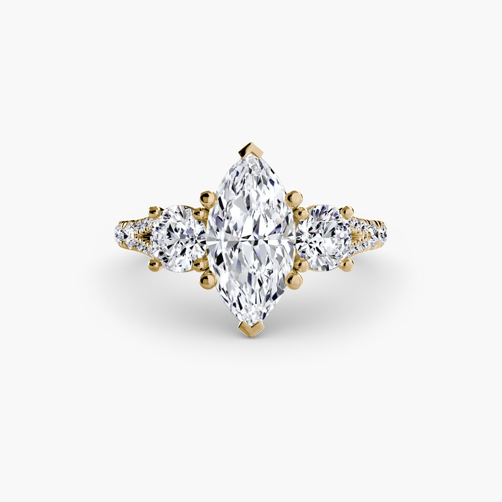 Anello trilogy con pavé — montatura, gambo 2,3 mm
