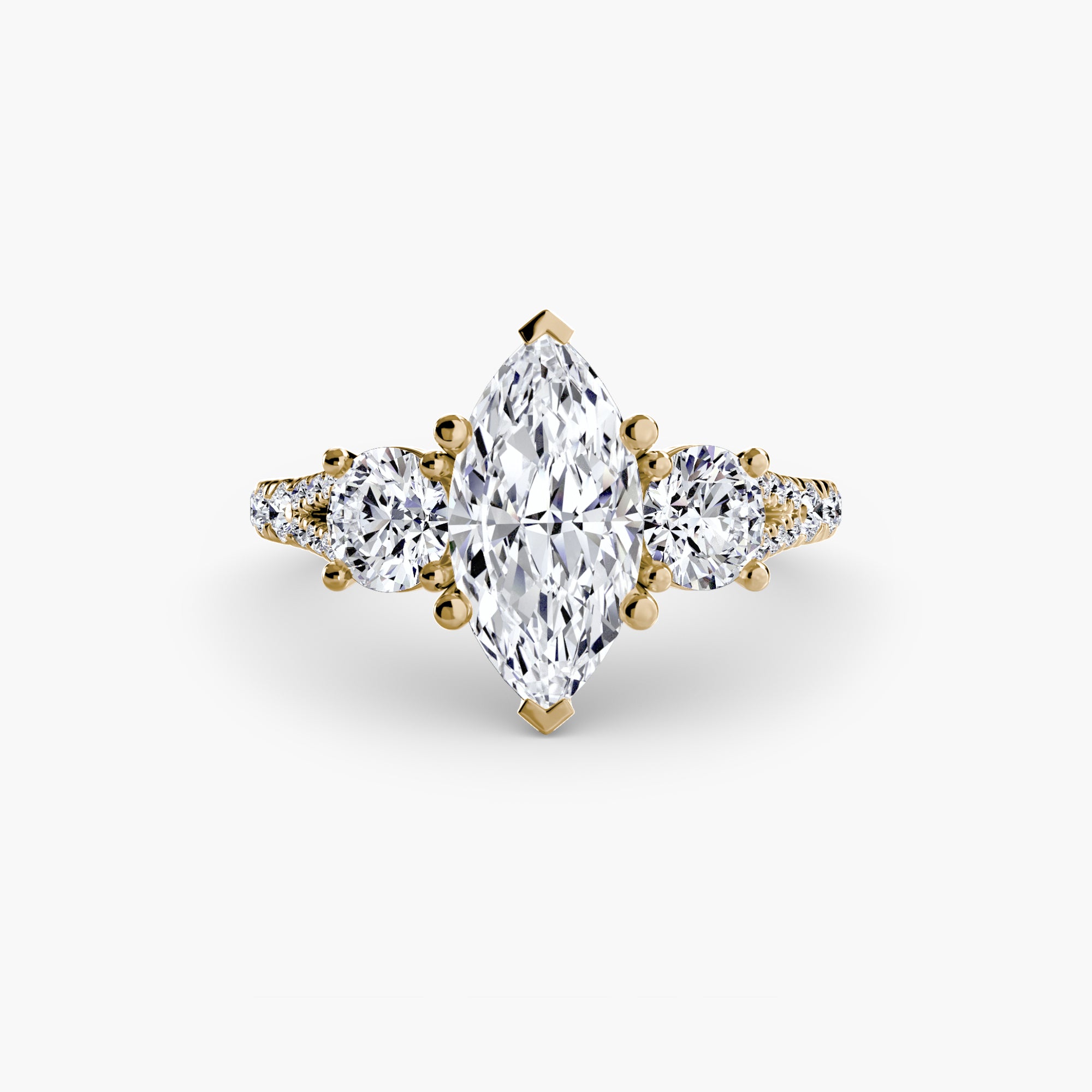Anello trilogy con pavé — montatura, gambo 2,3 mm