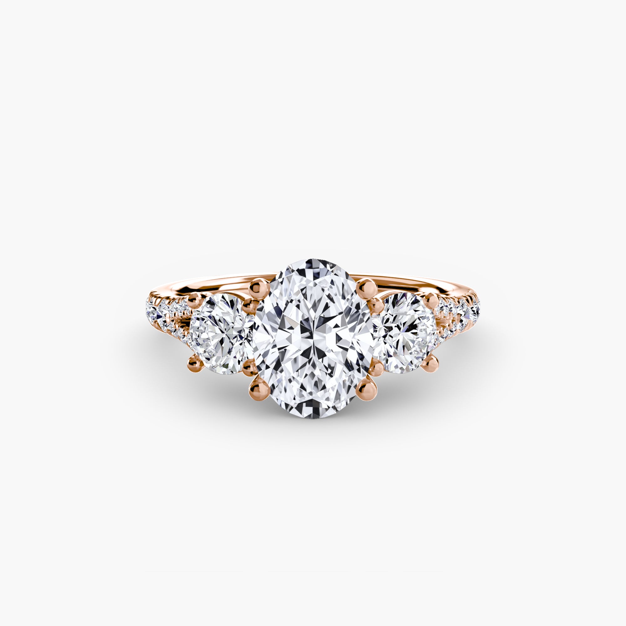 Anello trilogy con pavé — montatura, gambo 2,3 mm