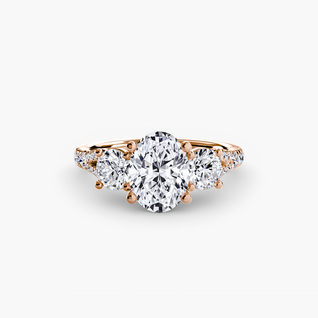 Anello trilogy con pavé — montatura, gambo 2,3 mm