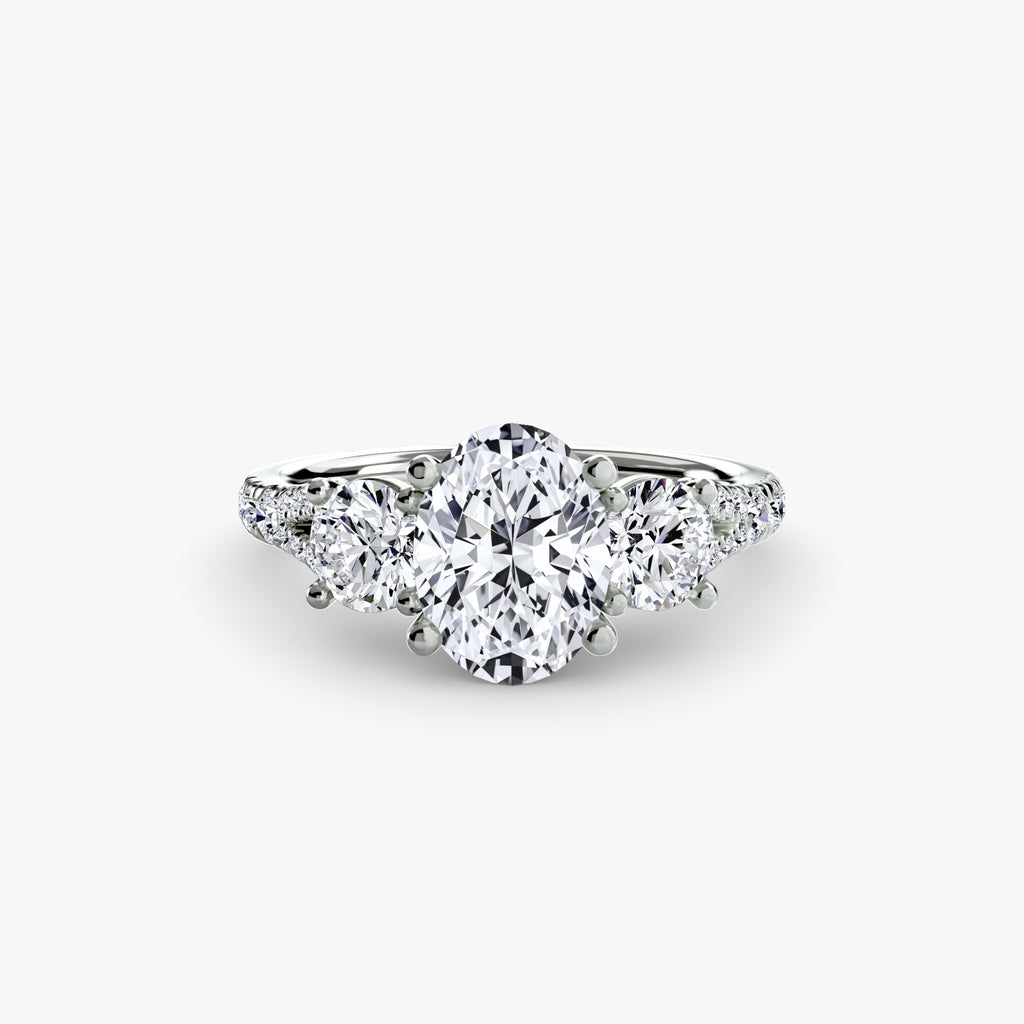 Anello trilogy con pavé — montatura, gambo 2,3 mm