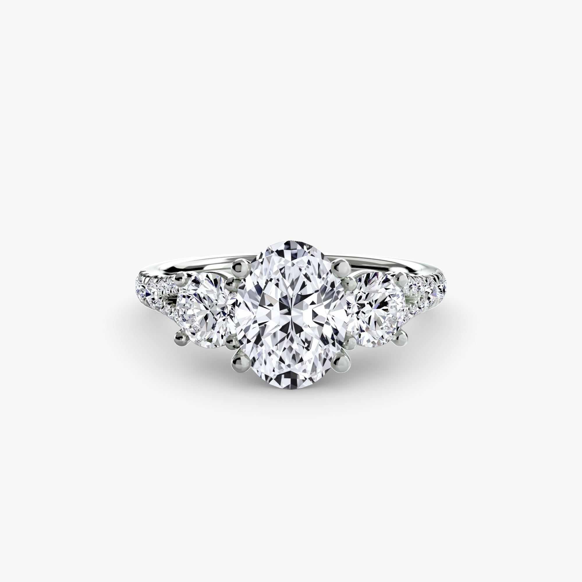 Anello trilogy con pavé — montatura, gambo 2,3 mm