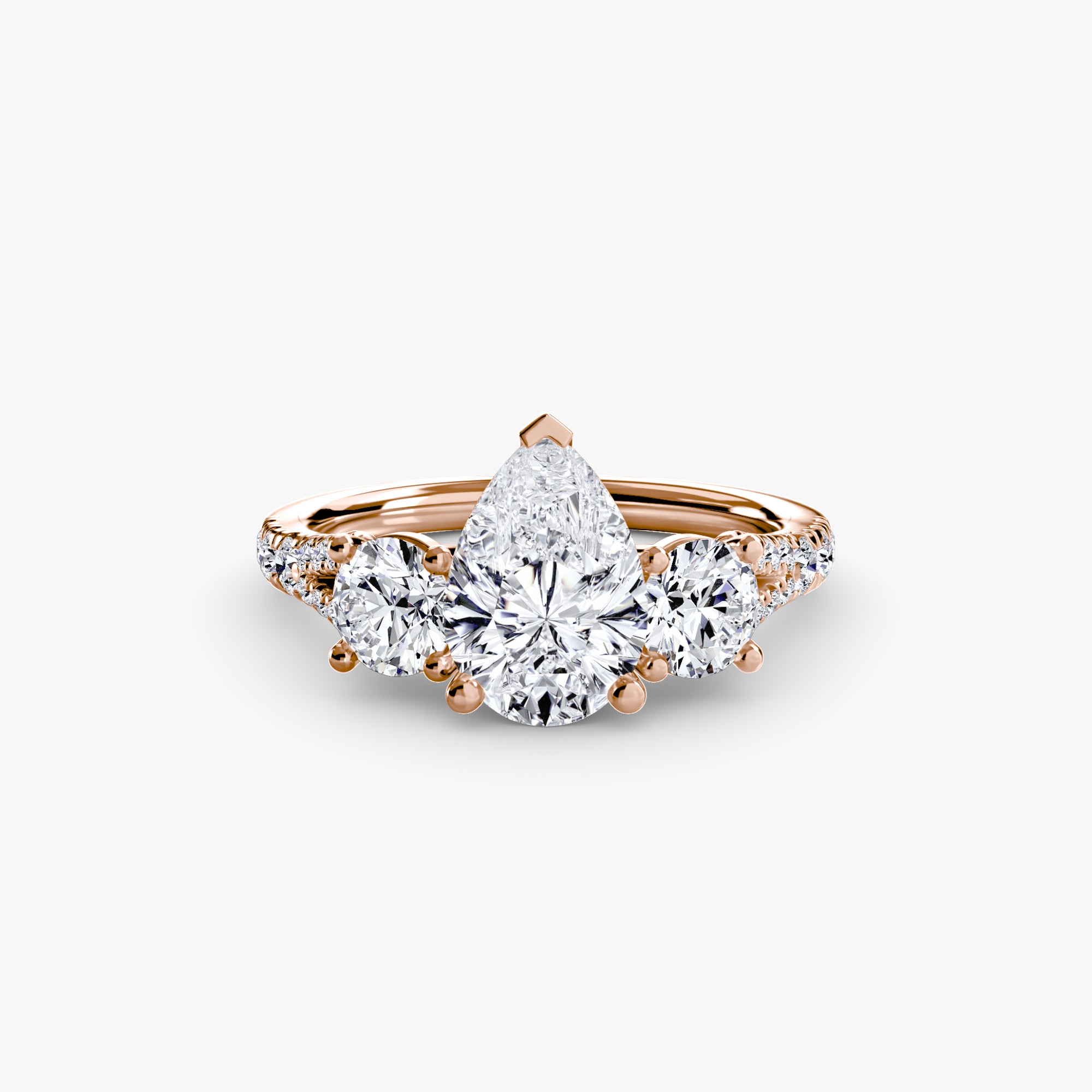 Anello trilogy con pavé — montatura, gambo 2,3 mm