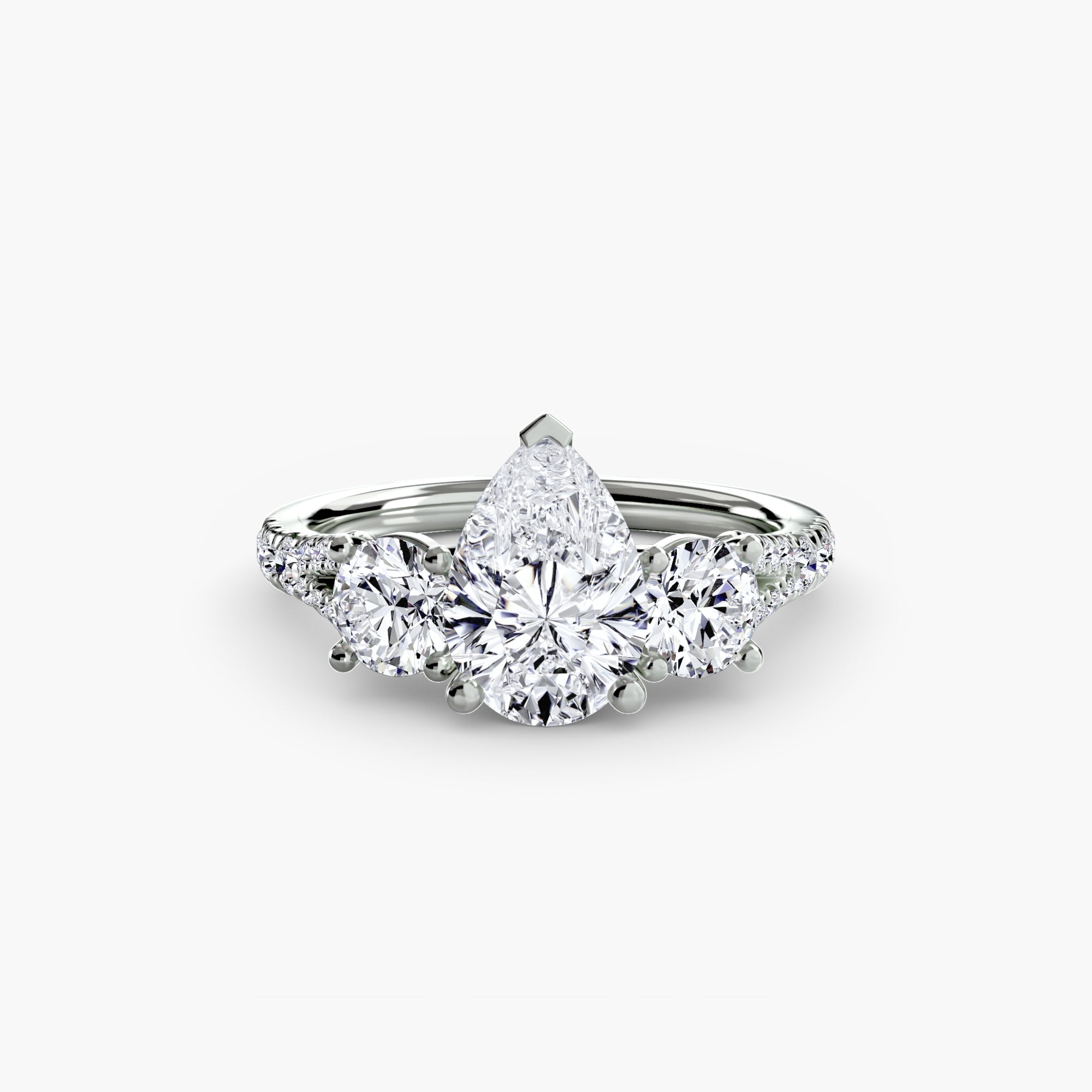 Anello trilogy con pavé — montatura, gambo 2,3 mm