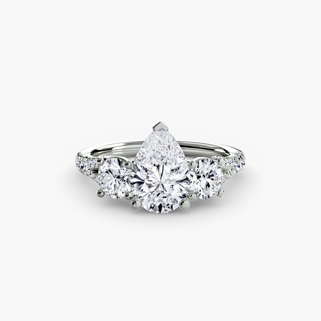 Anello trilogy con pavé — montatura, gambo 2,3 mm