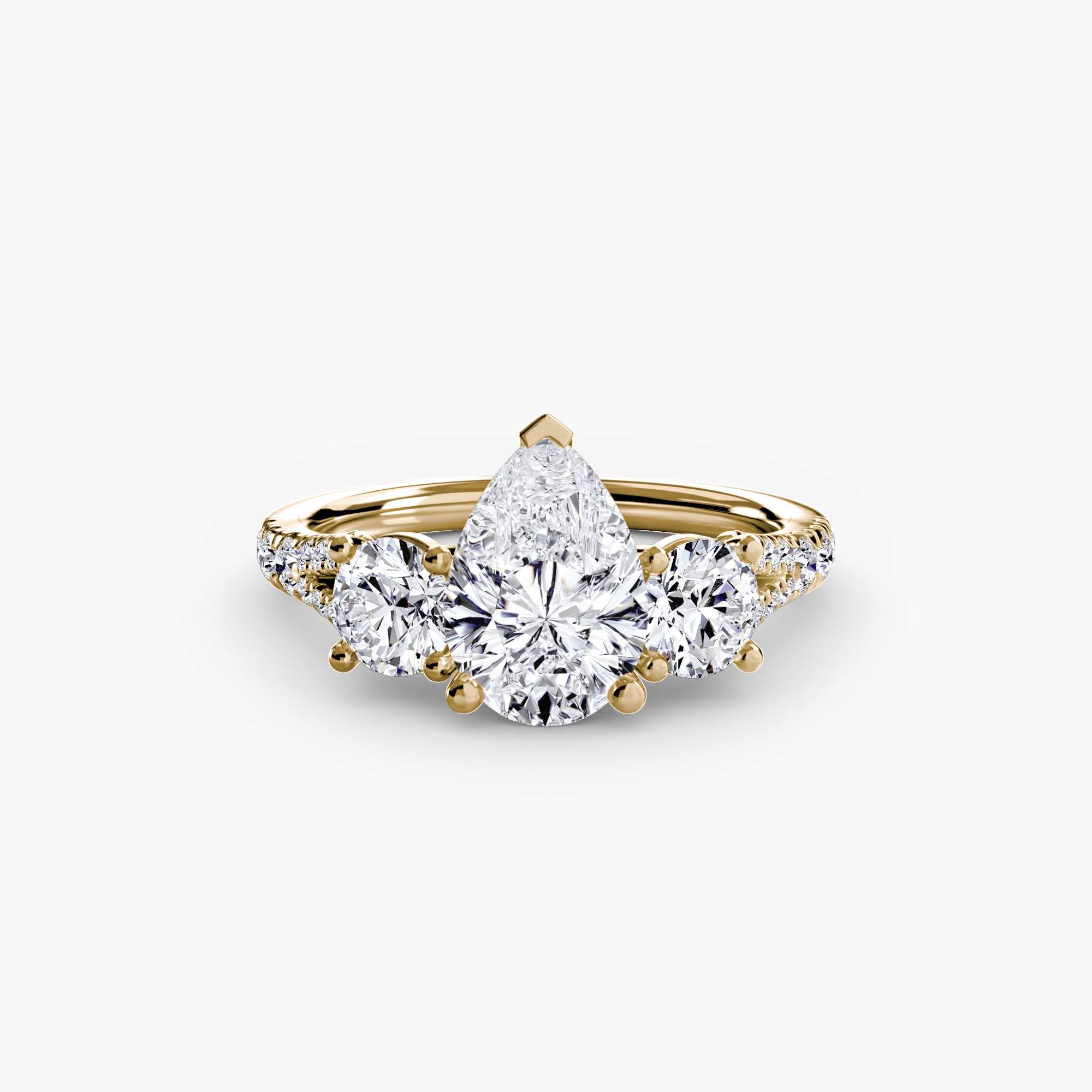 Anello trilogy con pavé — montatura, gambo 2,3 mm