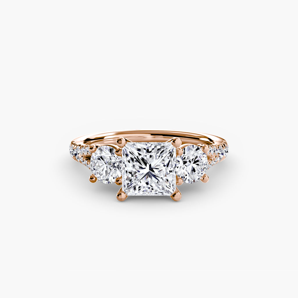 Anello trilogy con pavé — montatura, gambo 2,3 mm
