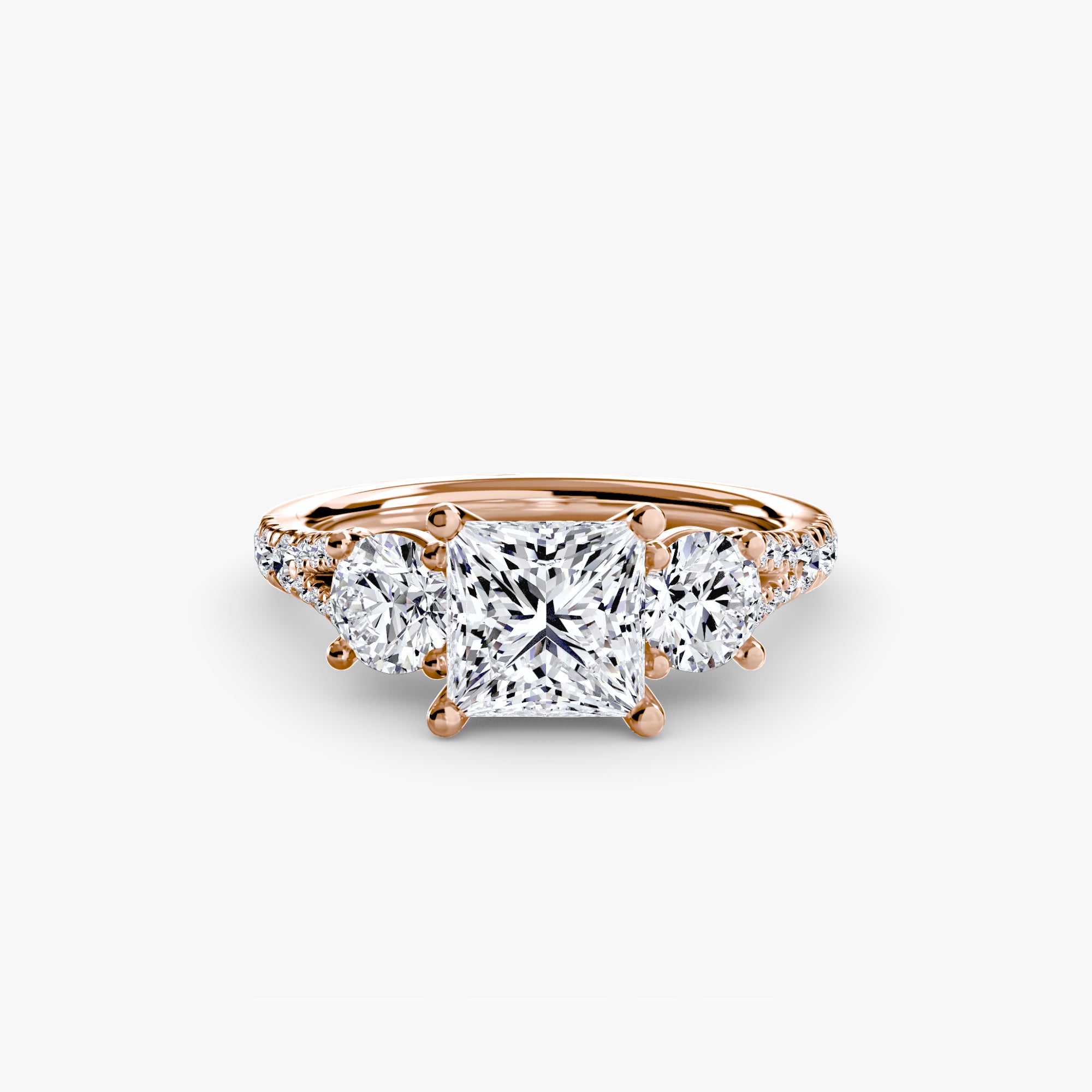 Anello trilogy con pavé — montatura, gambo 2,3 mm