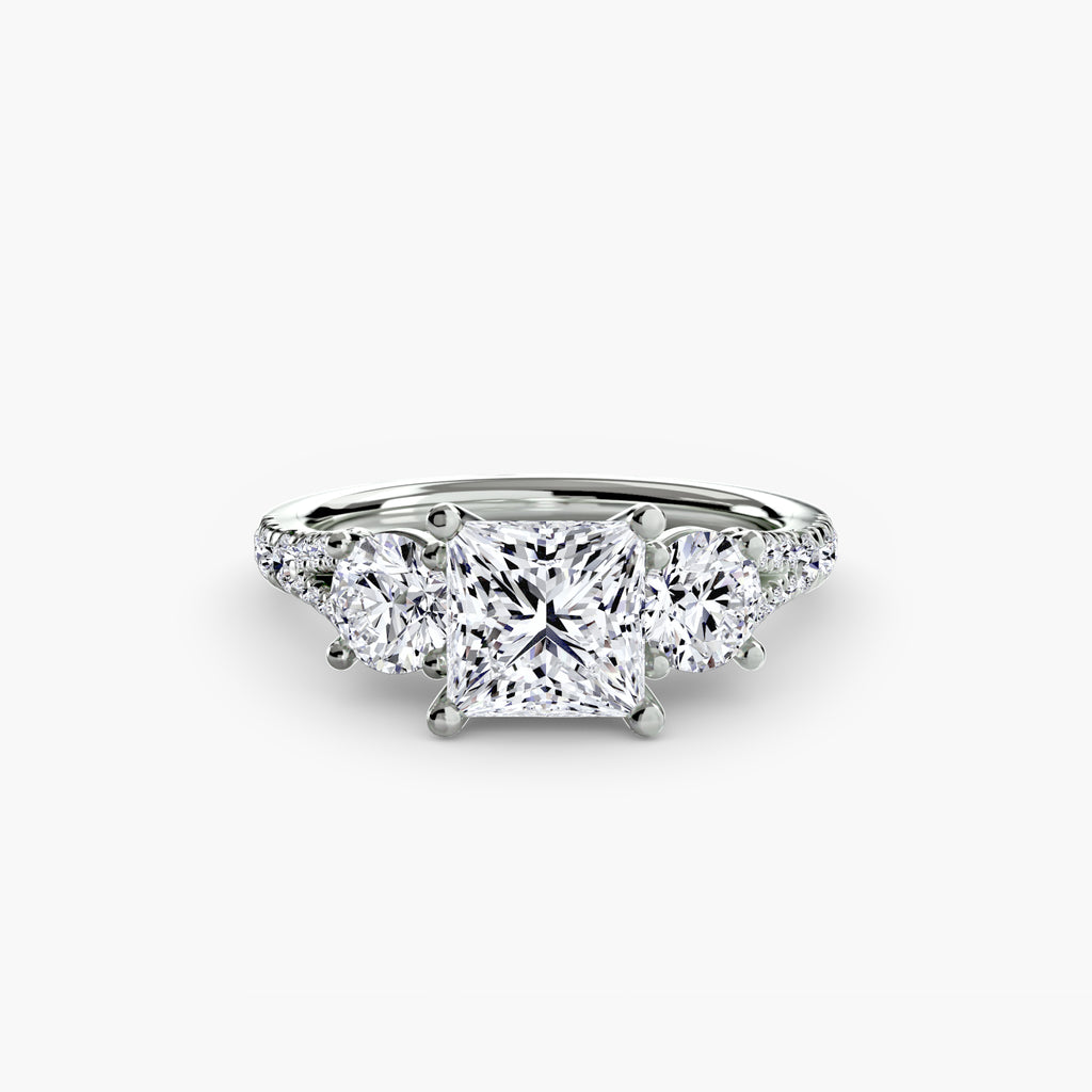 Anello trilogy con pavé — montatura, gambo 2,3 mm