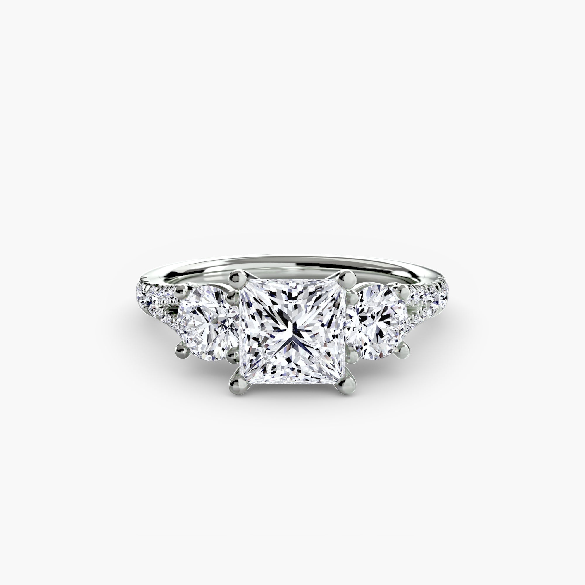 Anello trilogy con pavé — montatura, gambo 2,3 mm