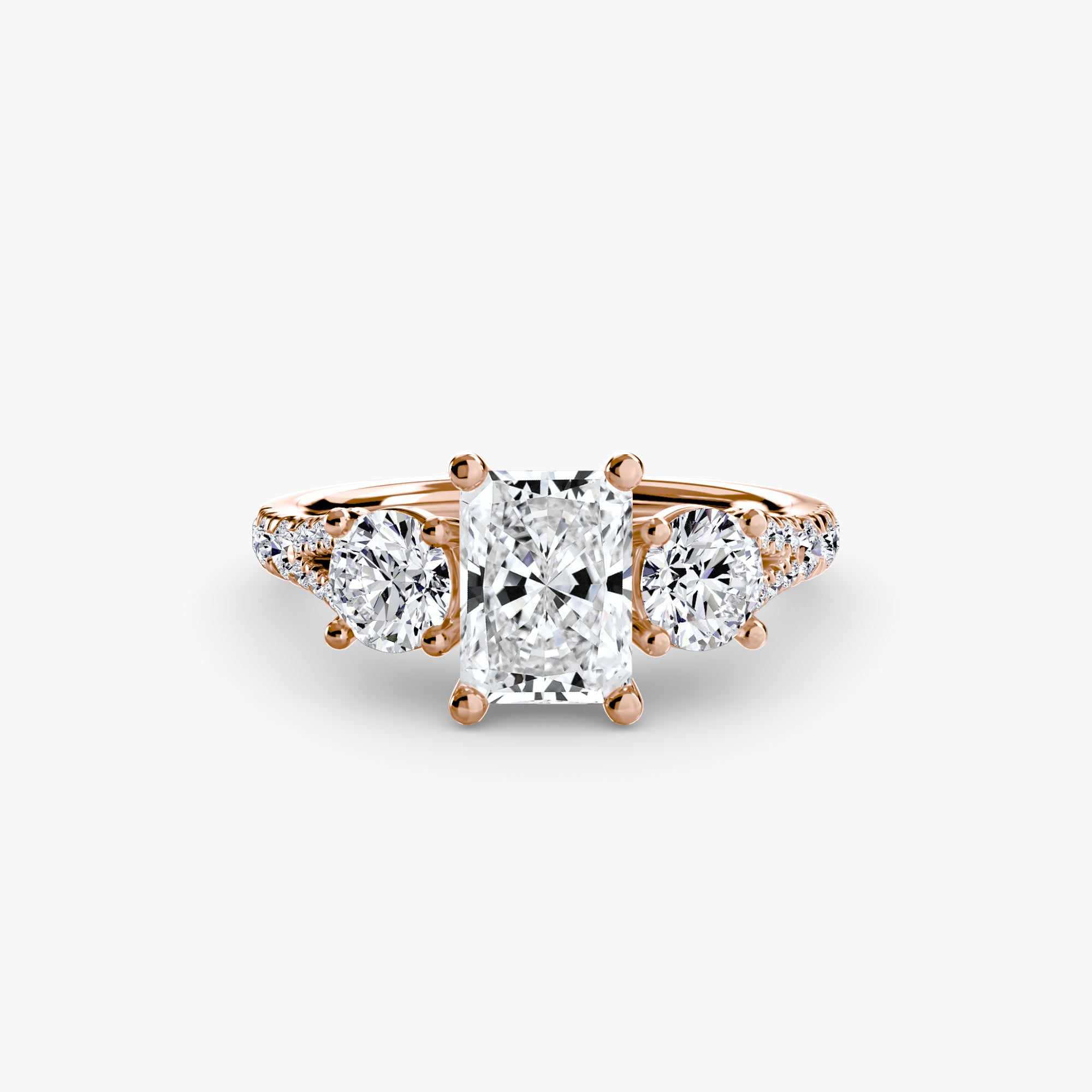 Anello trilogy con pavé — montatura, gambo 2,3 mm