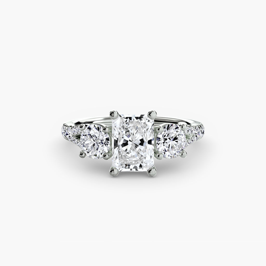 Anello trilogy con pavé — montatura, gambo 2,3 mm
