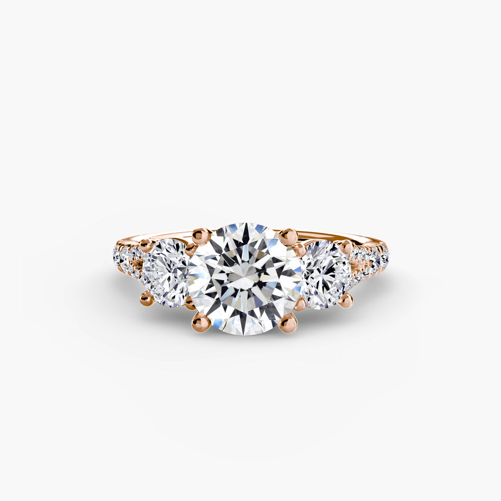 Anello trilogy con pavé — montatura, gambo 2,3 mm