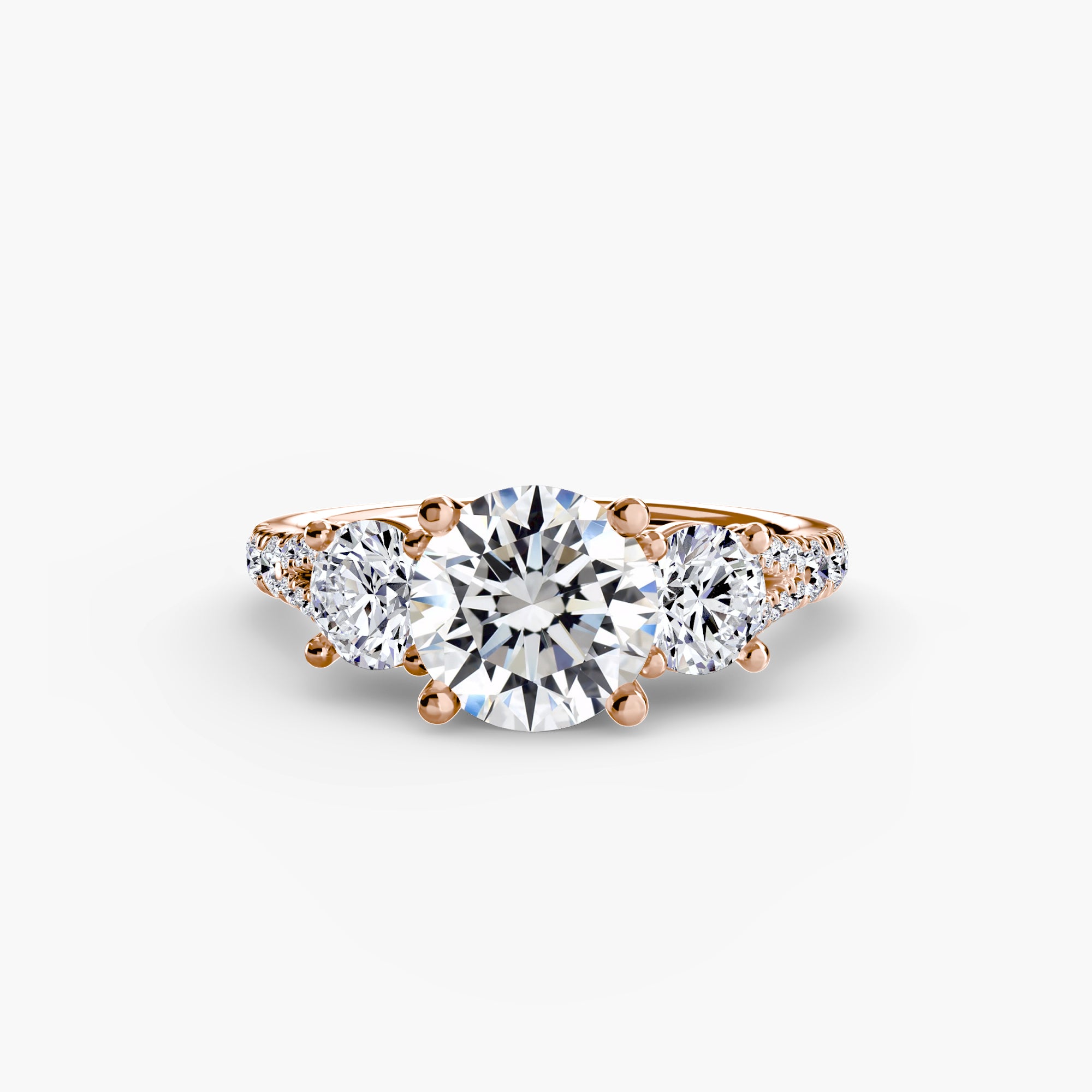 Anello trilogy con pavé — montatura, gambo 2,3 mm
