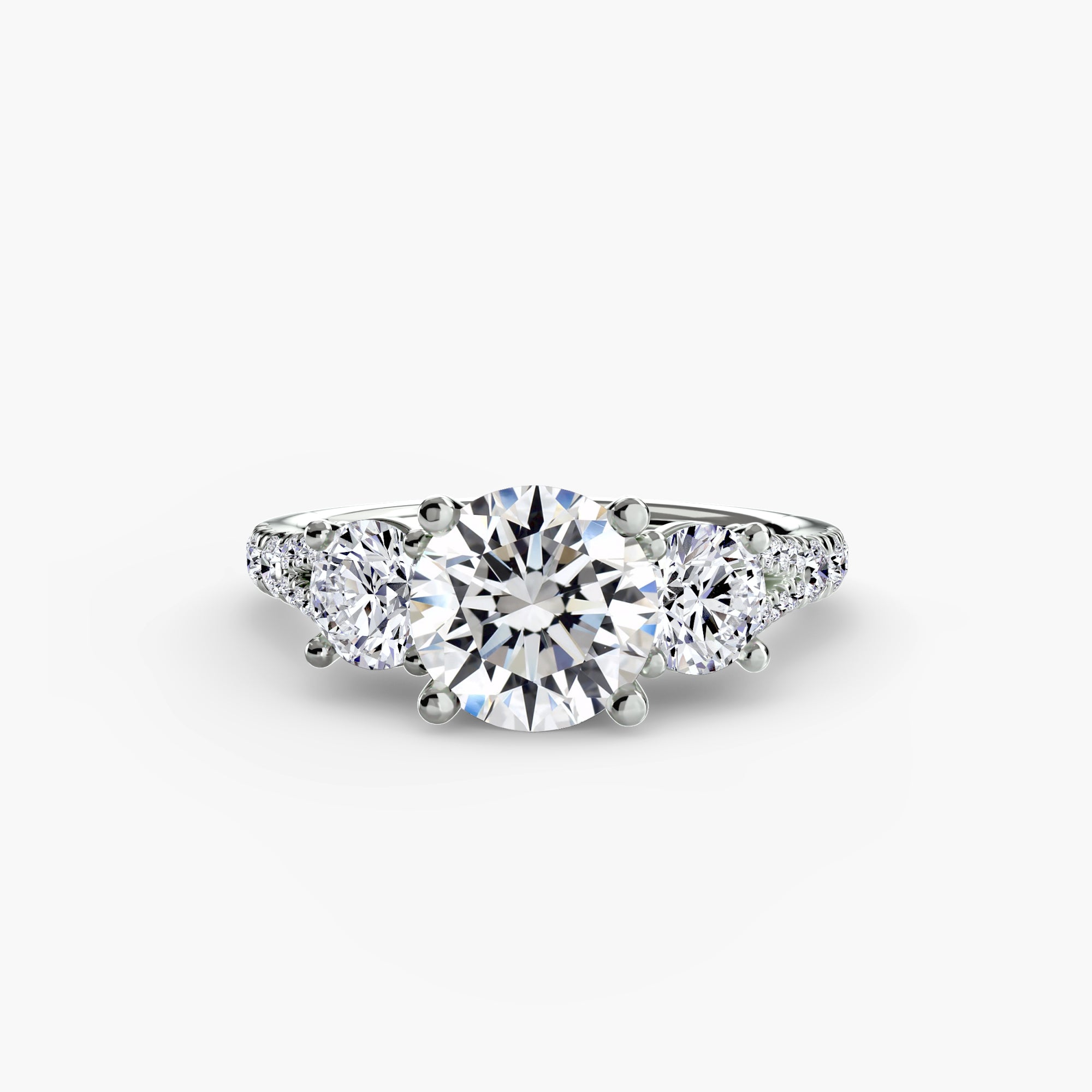 Anello trilogy con pavé — montatura, gambo 2,3 mm