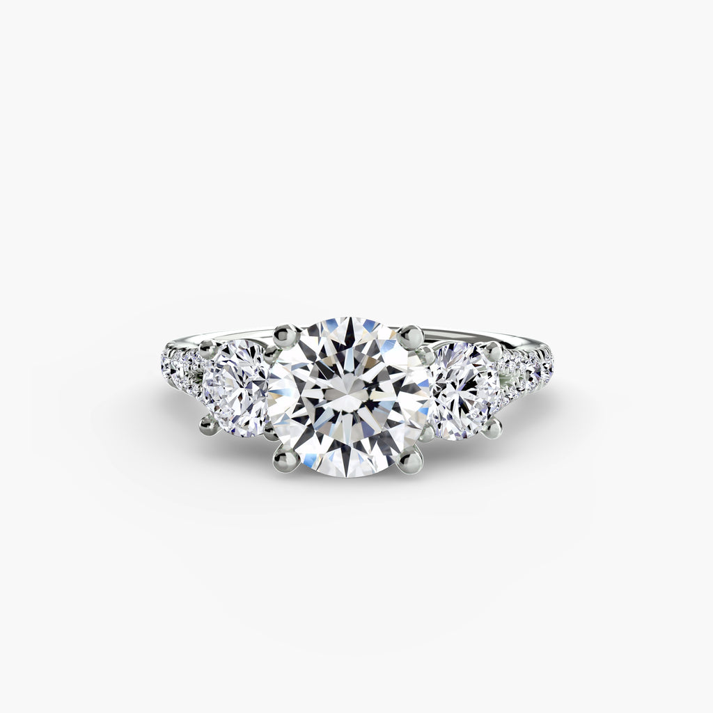 Anello trilogy con pavé — montatura, gambo 2,3 mm