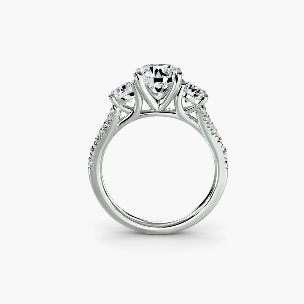 Anello trilogy con pavé — montatura, gambo 2,3 mm