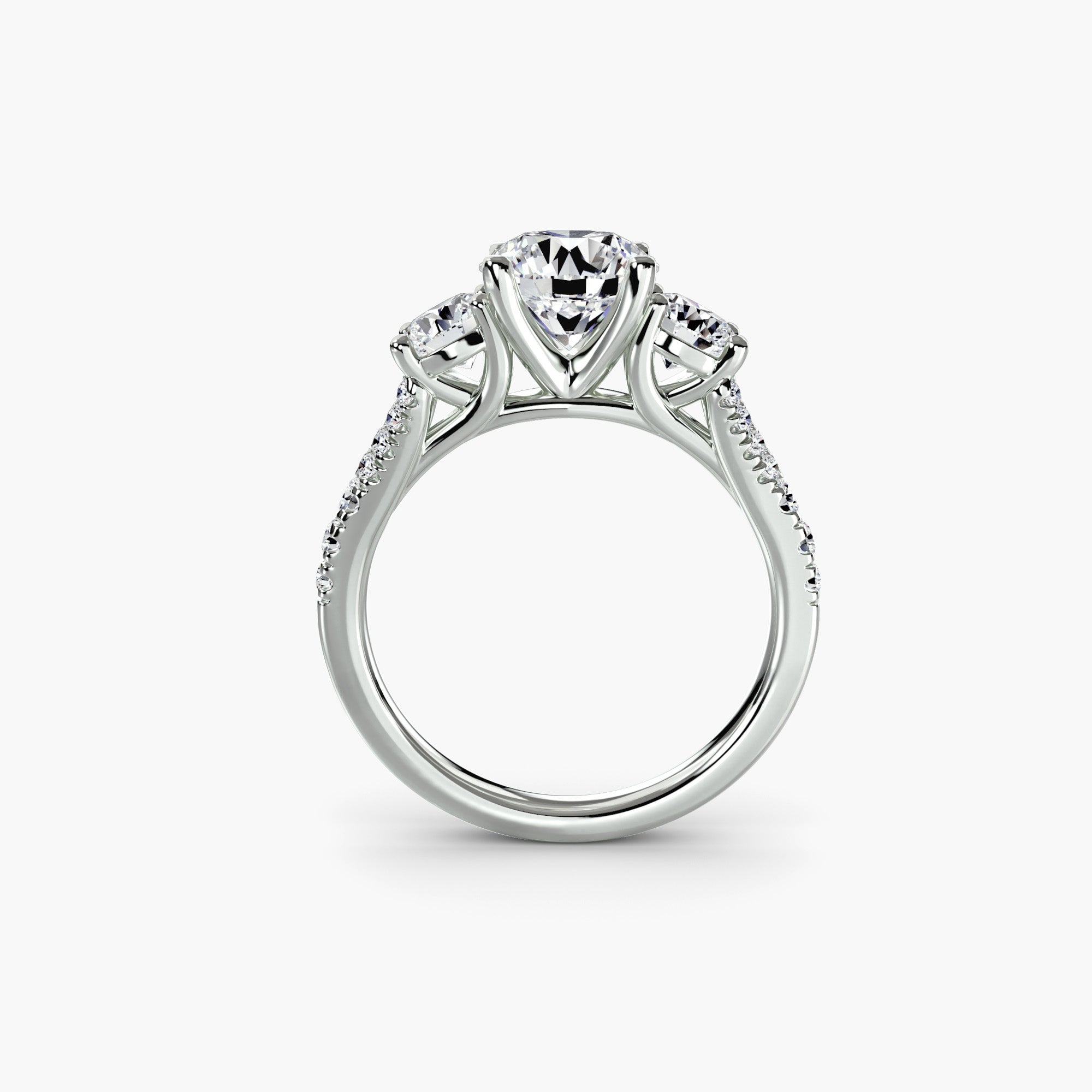 Anello trilogy con pavé — montatura, gambo 2,3 mm