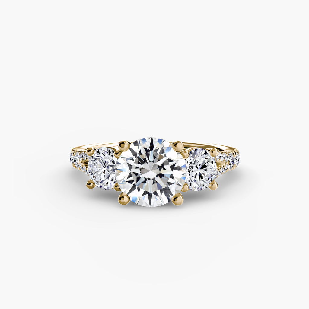 Anello trilogy con pavé — montatura, gambo 2,3 mm