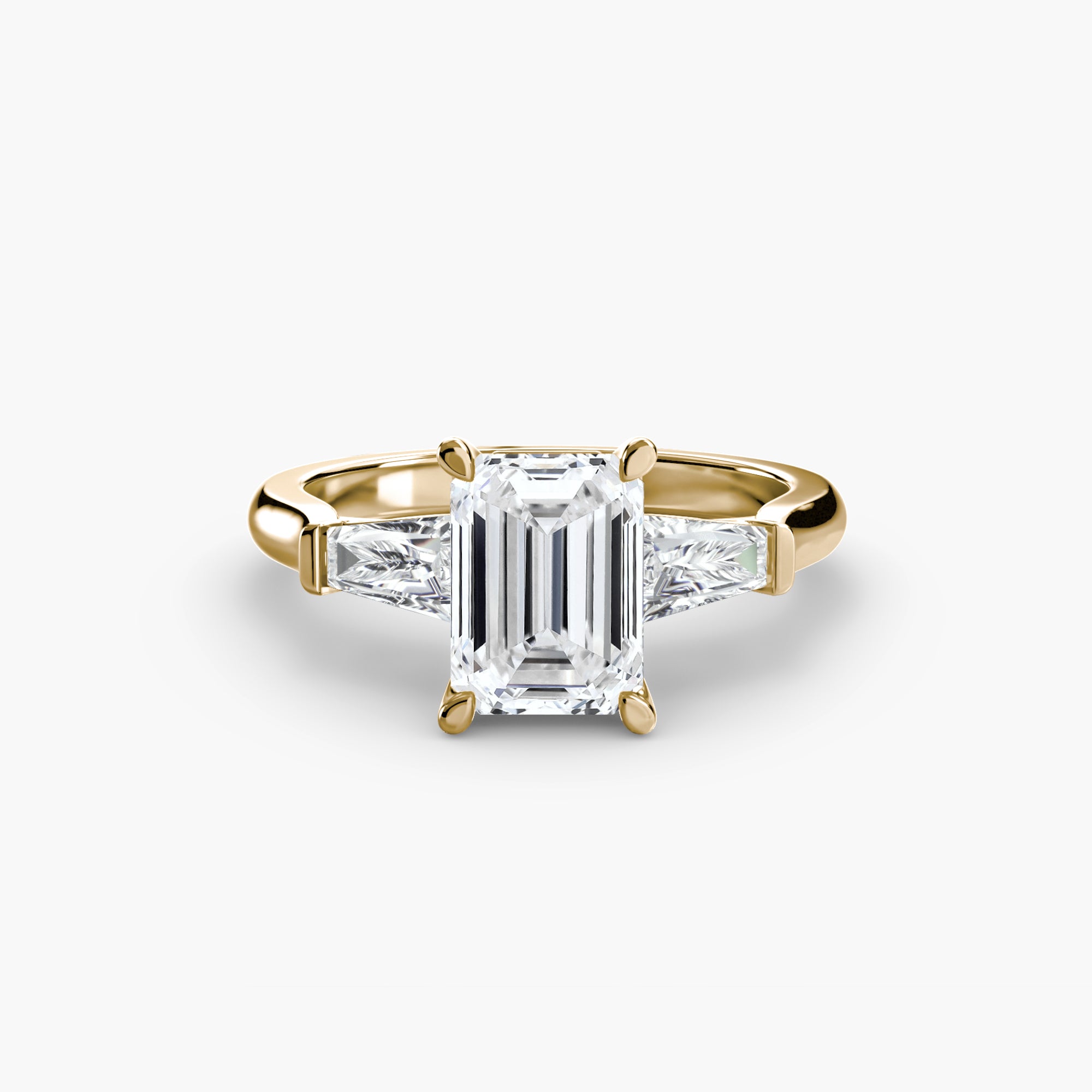 Anello trilogy con baguette laterali — montatura