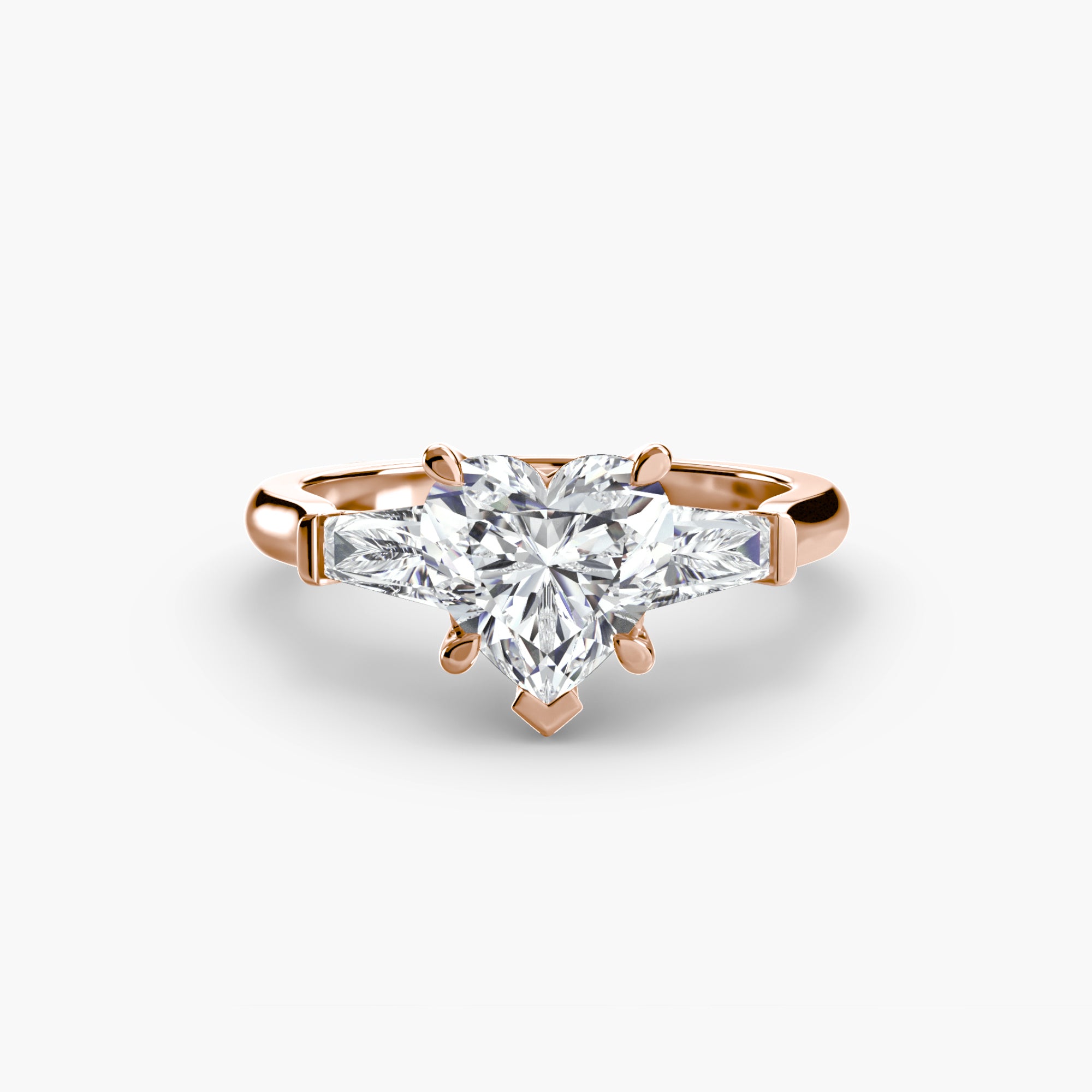 Anello trilogy con baguette laterali — montatura