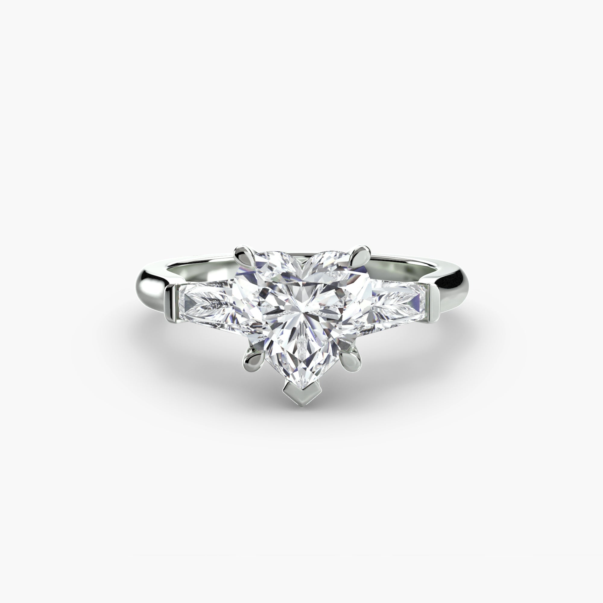 Anello trilogy con baguette laterali — montatura
