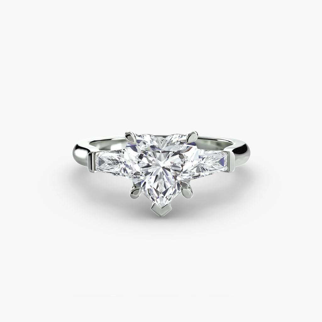 Anello trilogy con baguette laterali — montatura