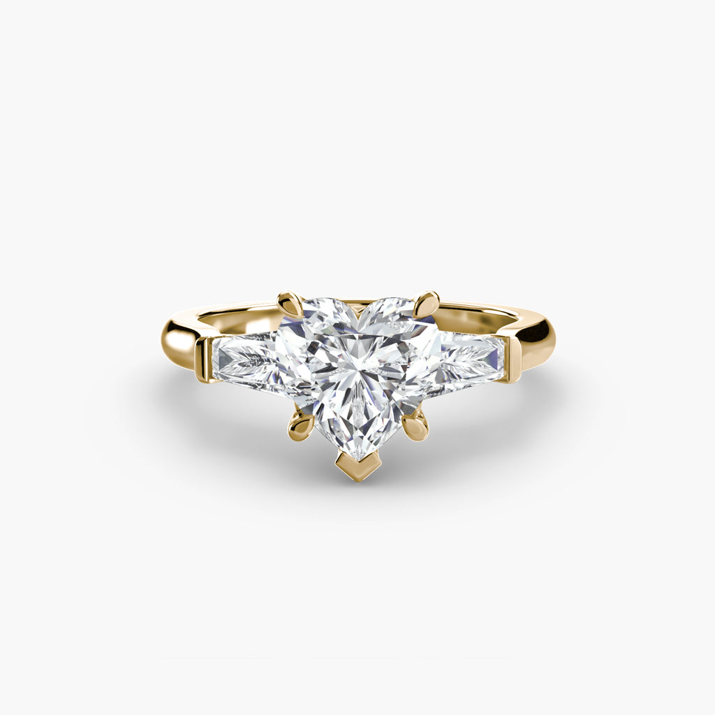Anello trilogy con baguette laterali — montatura