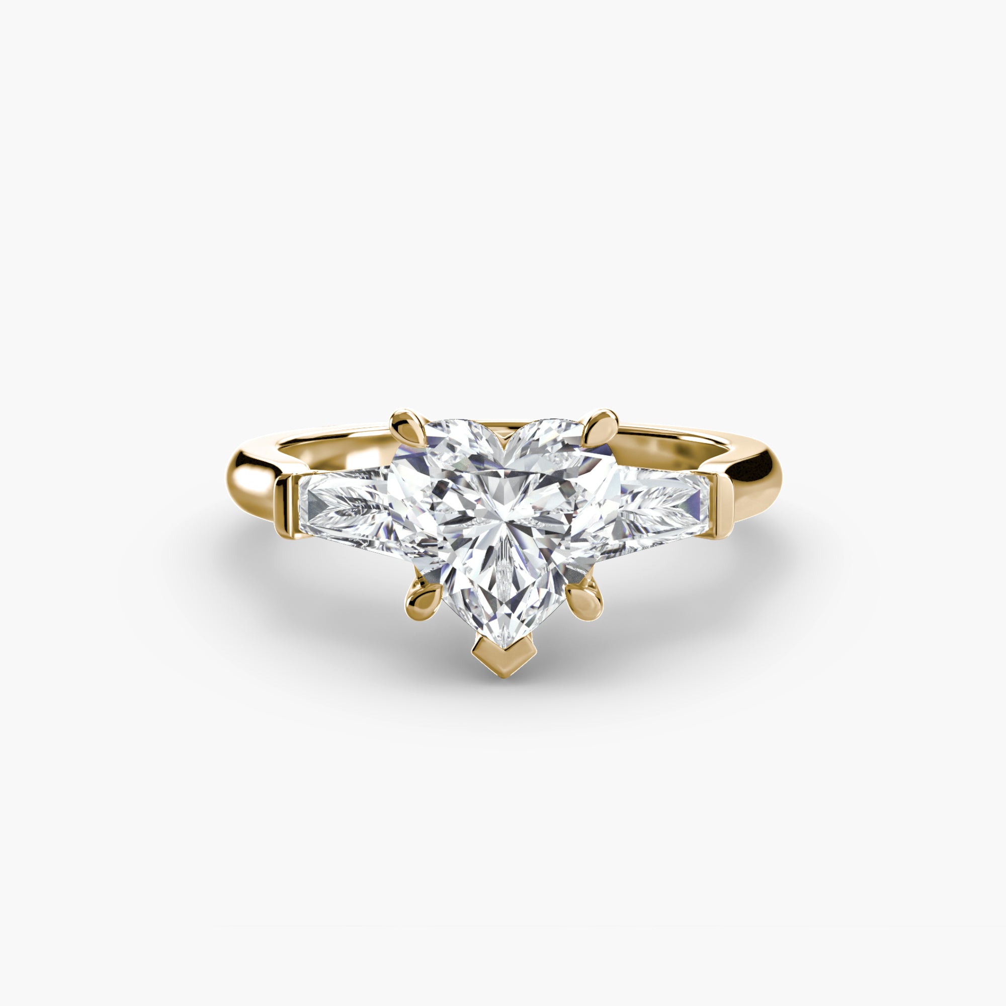 Anello trilogy con baguette laterali — montatura