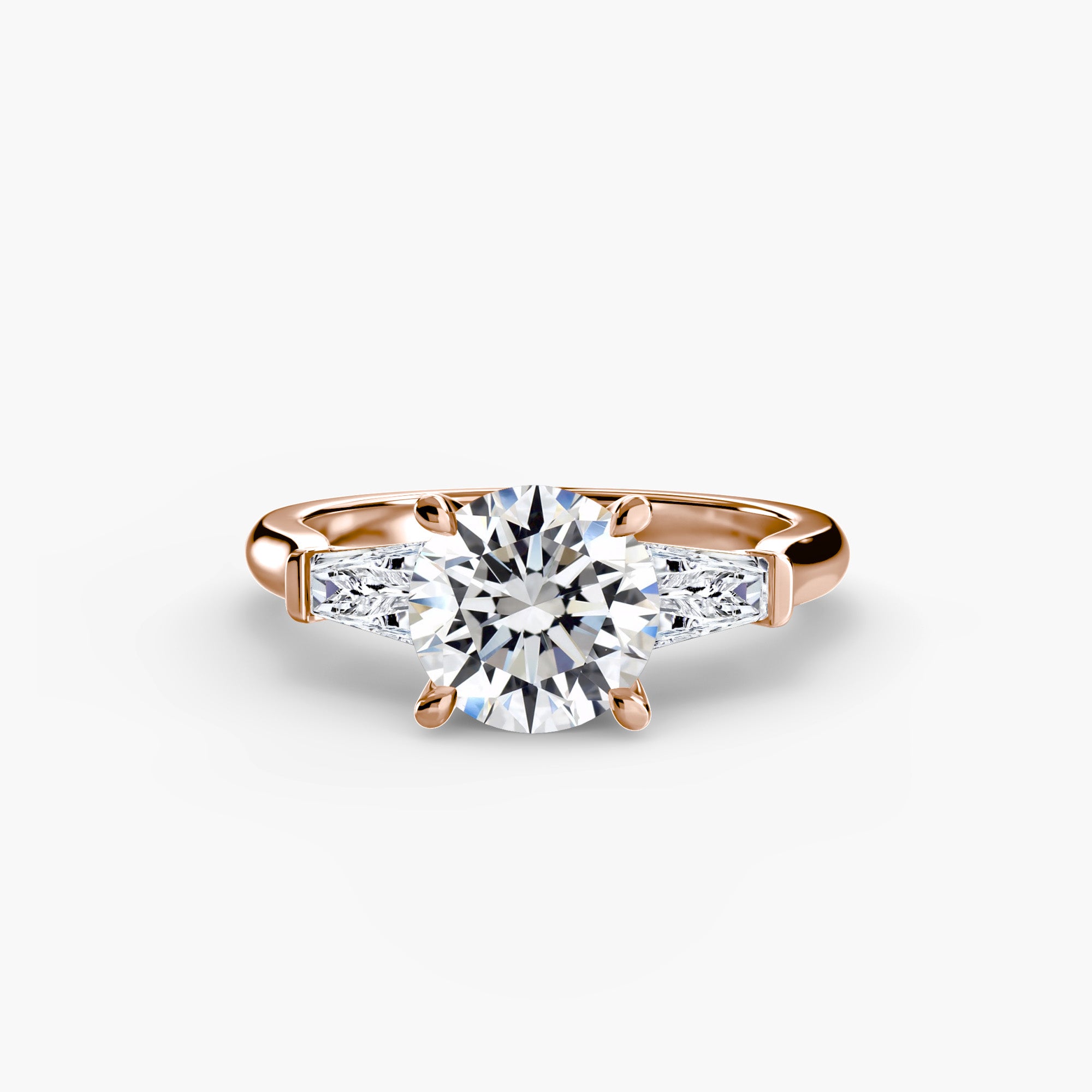 Anello trilogy con baguette laterali — montatura