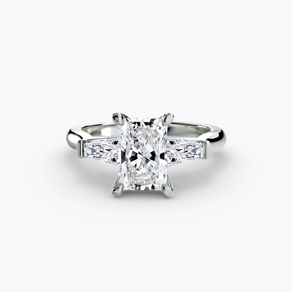 Anello trilogy con baguette laterali — montatura, 2,6 mm