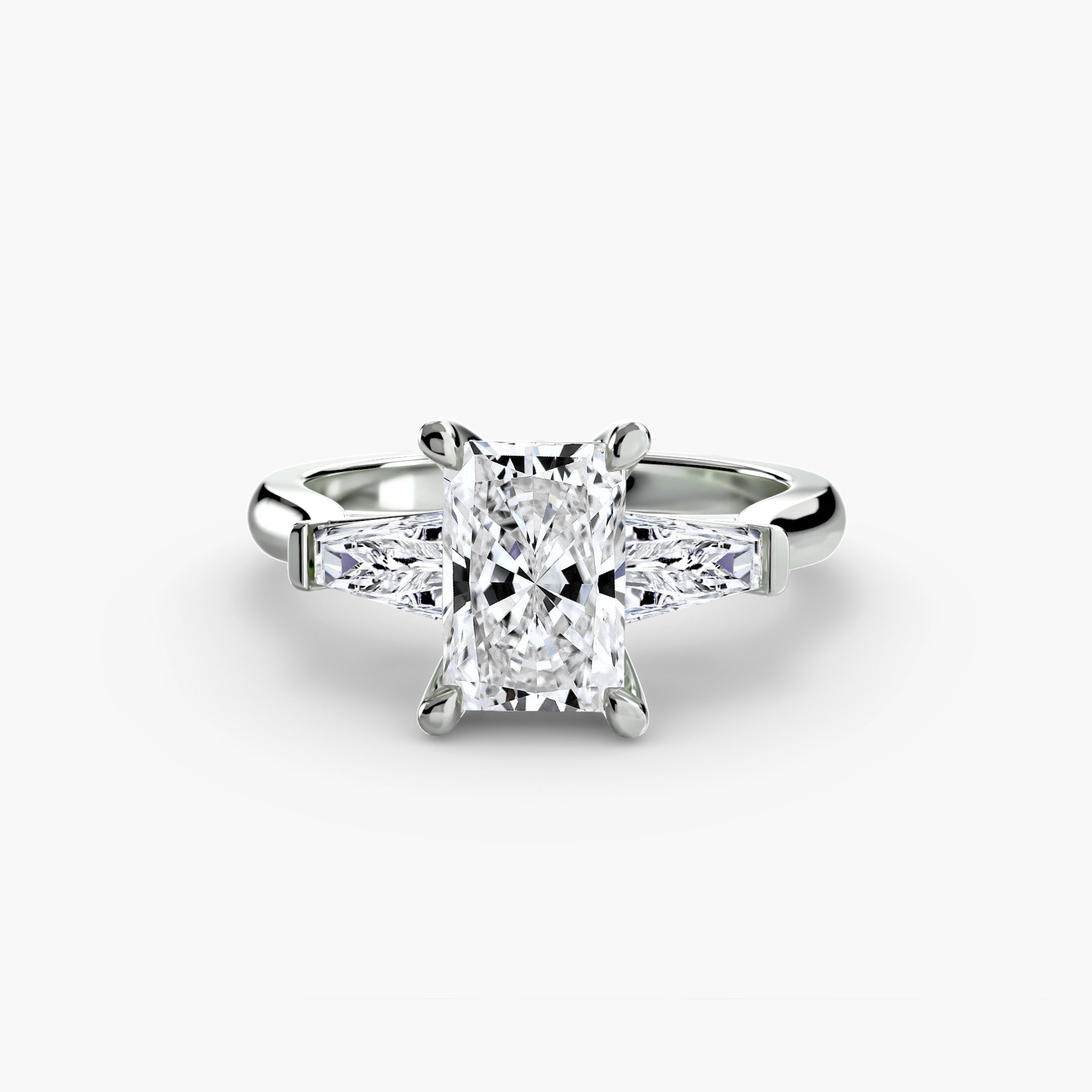 Anello trilogy con baguette laterali — montatura, 2,6 mm