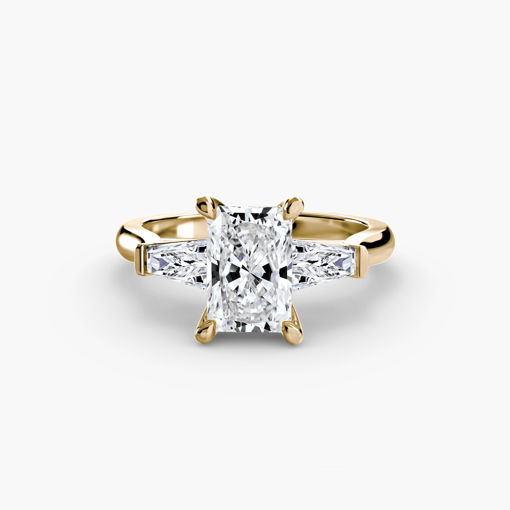 Anello trilogy con baguette laterali — montatura, 2,6 mm
