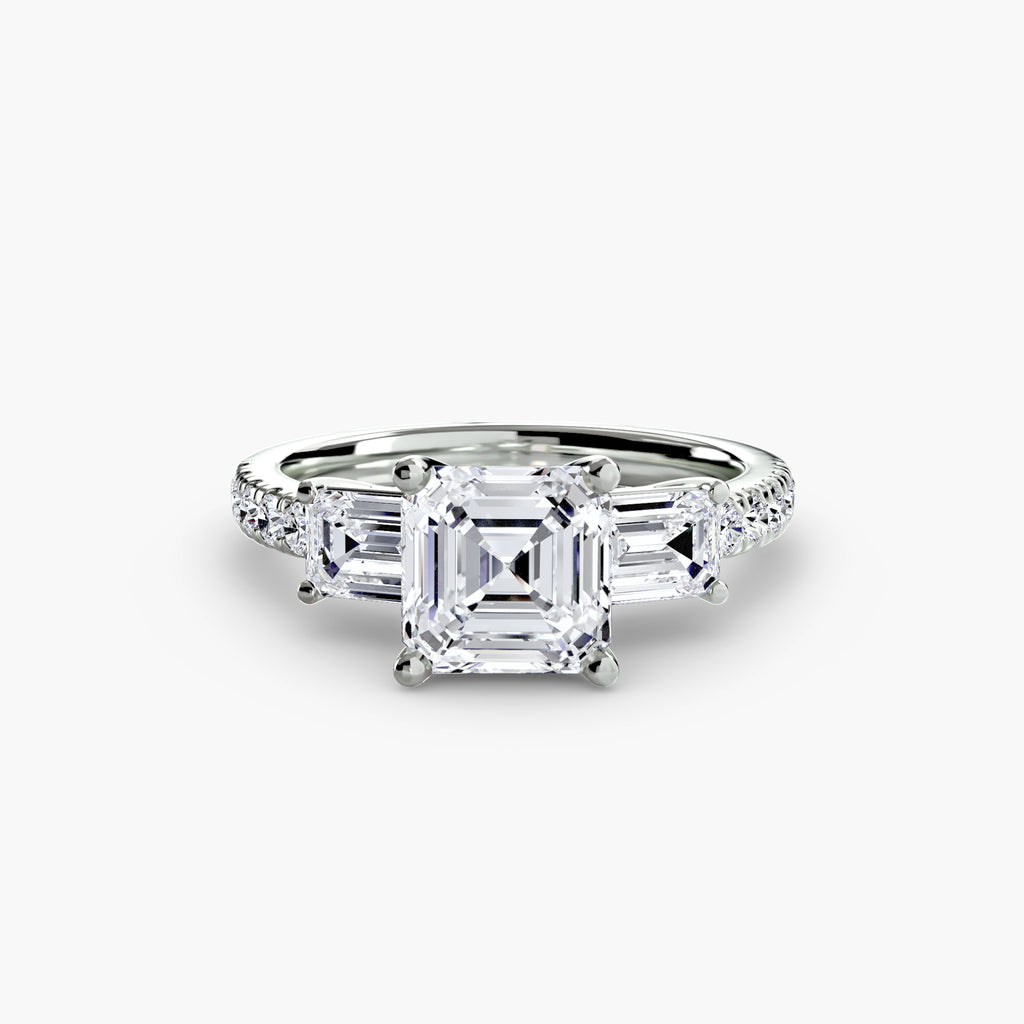 Anello trilogy con pavé — montatura, gambo 2,5 mm
