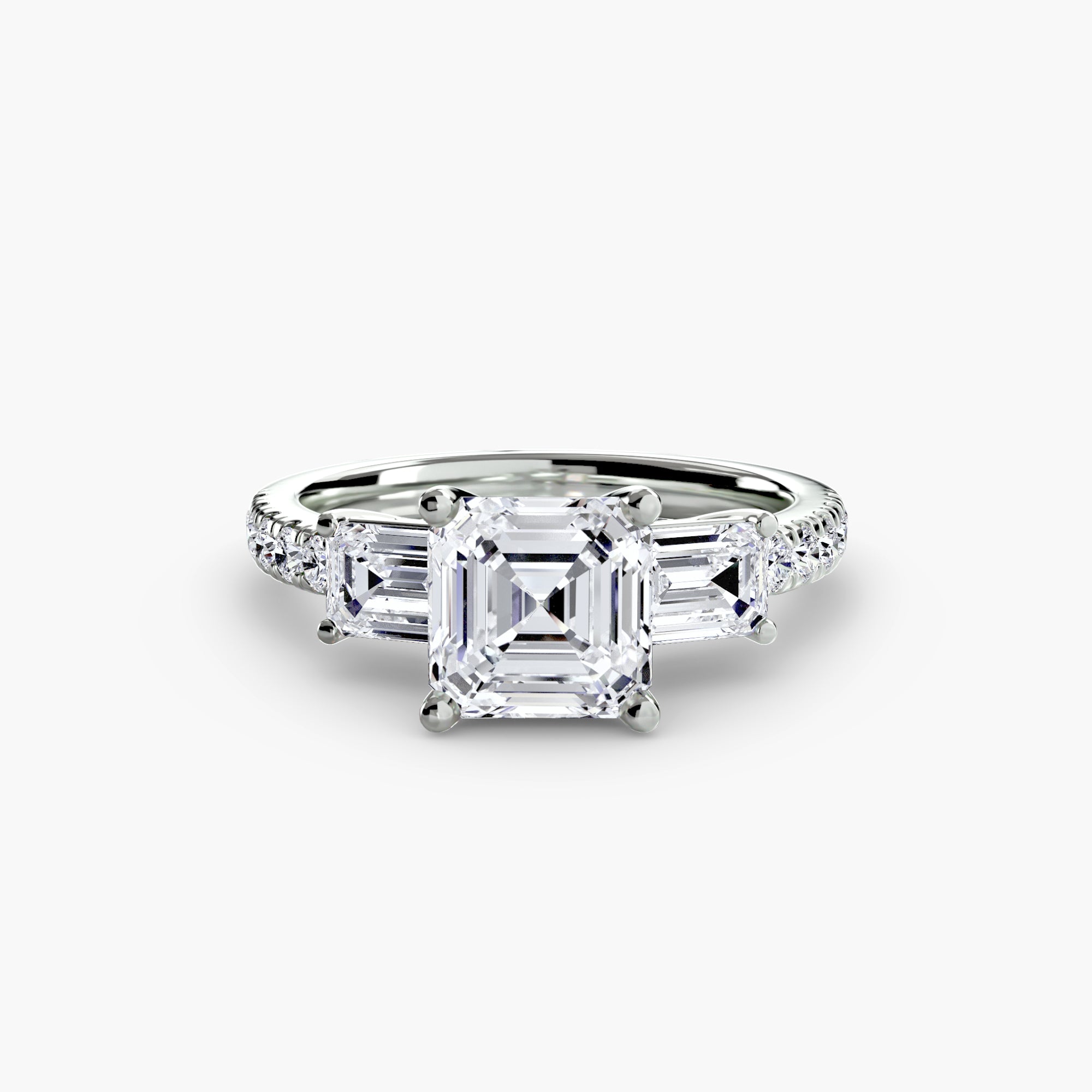 Anello trilogy con pavé — montatura, gambo 2,5 mm