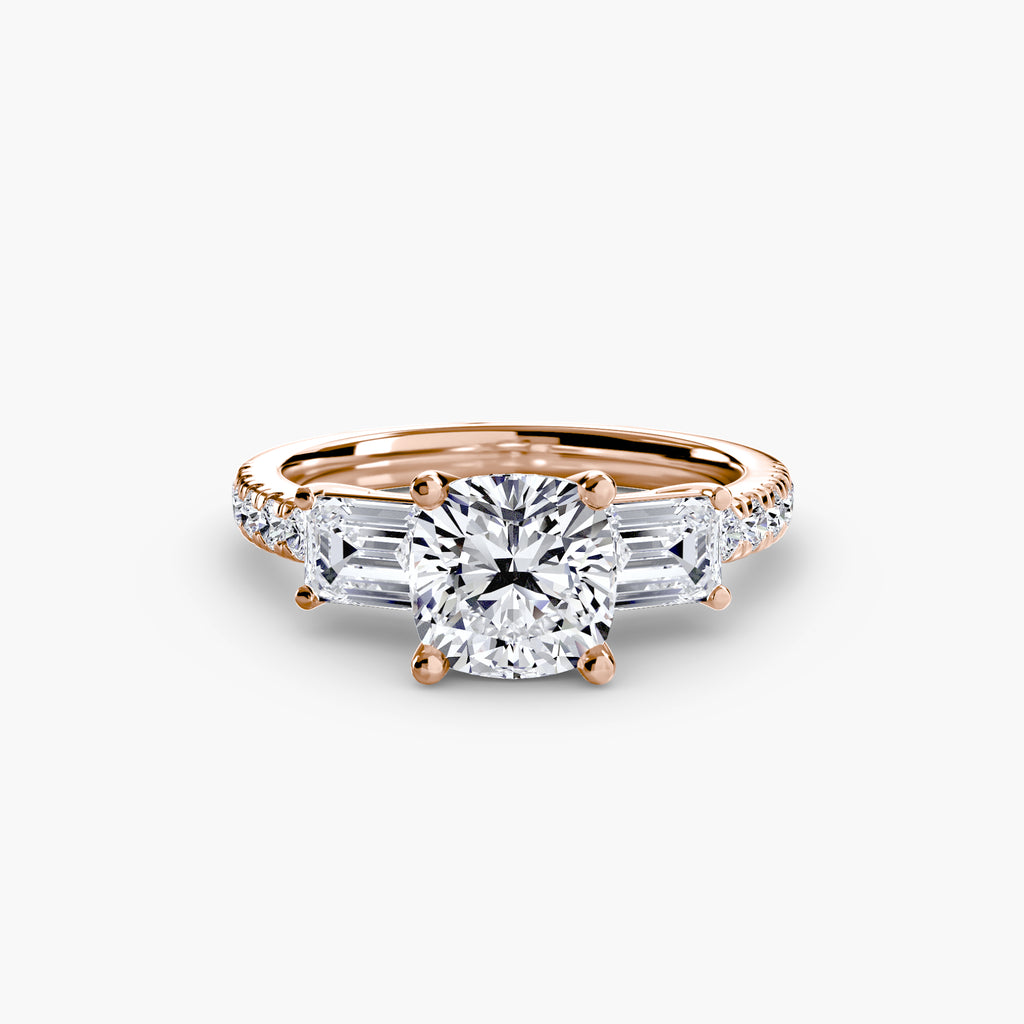 Anello trilogy con pavé — montatura, gambo 2,5 mm