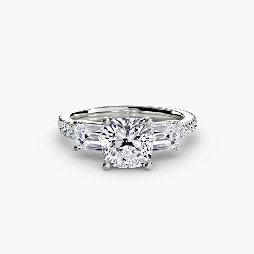 Anello trilogy con pavé — montatura, gambo 2,5 mm