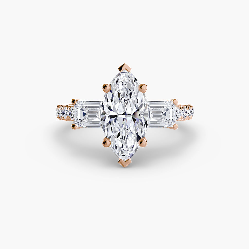 Anello trilogy con pavé — montatura, gambo 2,5 mm