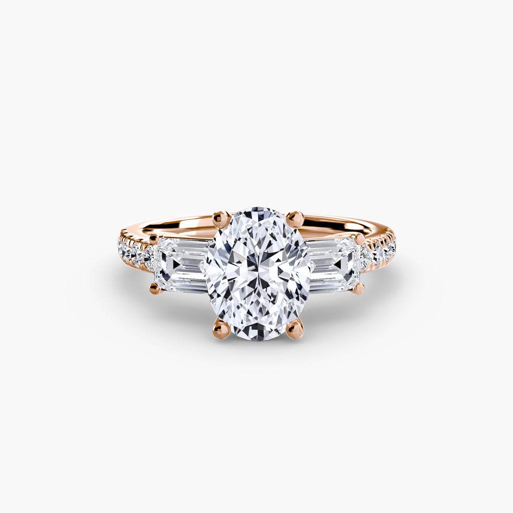 Anello trilogy con pavé — montatura, gambo 2,5 mm