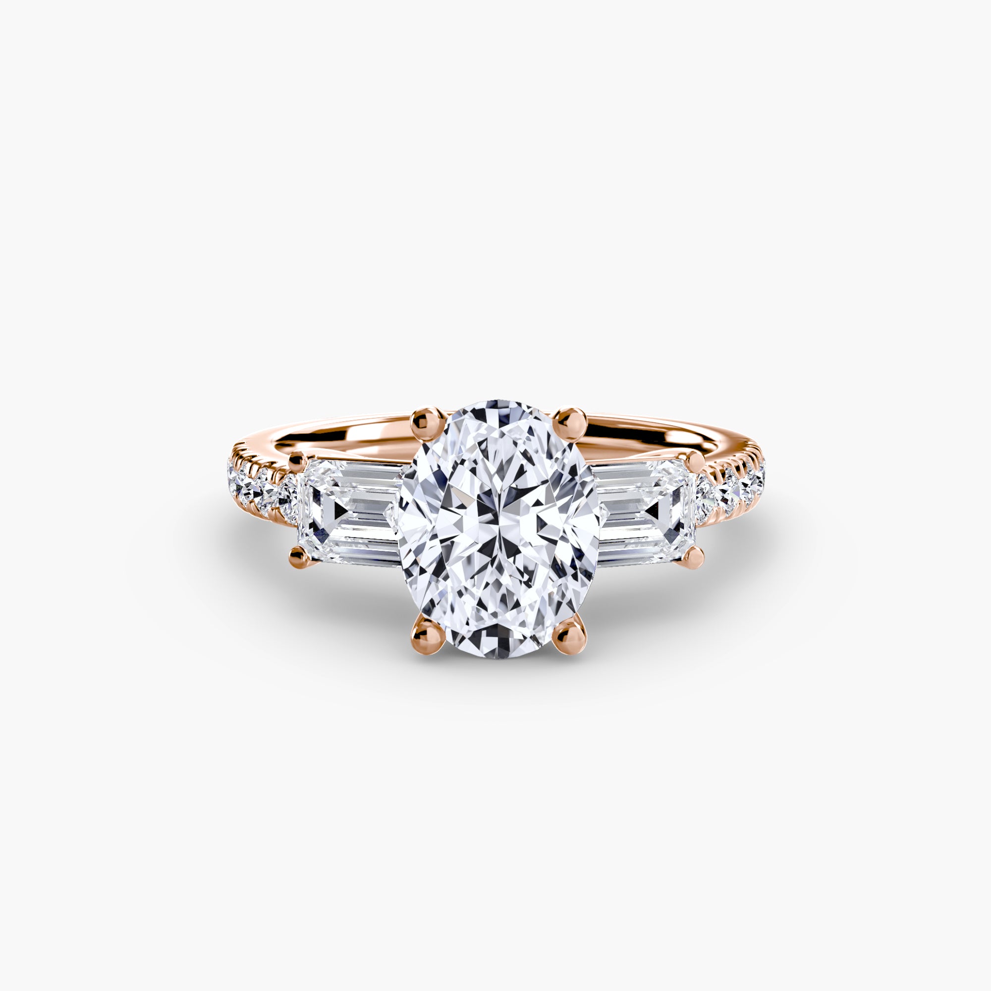 Anello trilogy con pavé — montatura, gambo 2,5 mm