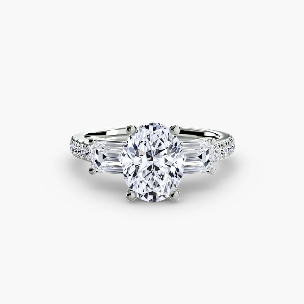 Anello trilogy con pavé — montatura, gambo 2,5 mm