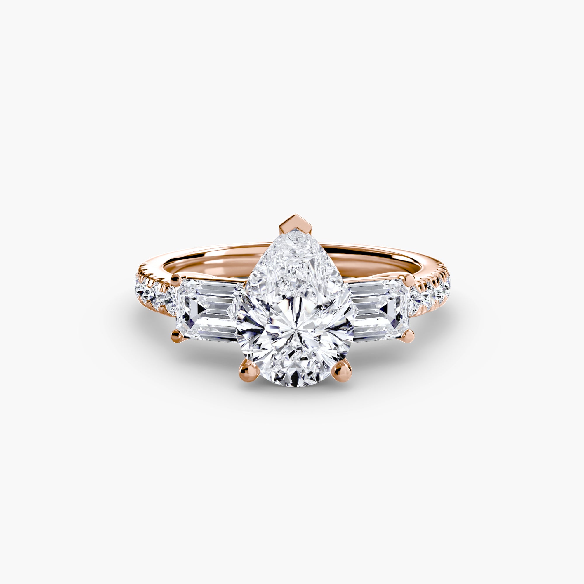 Anello trilogy con pavé — montatura, gambo 2,5 mm