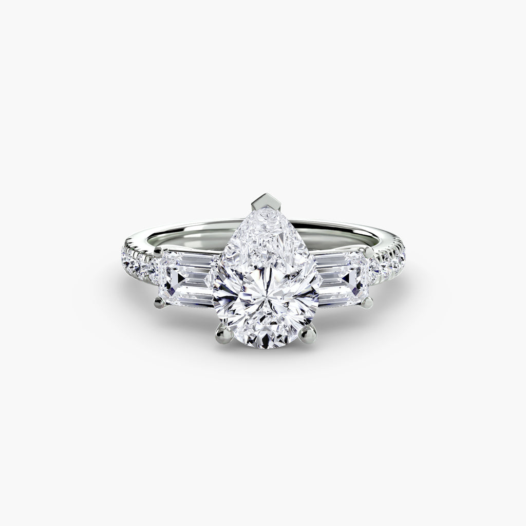 Anello trilogy con pavé — montatura, gambo 2,5 mm