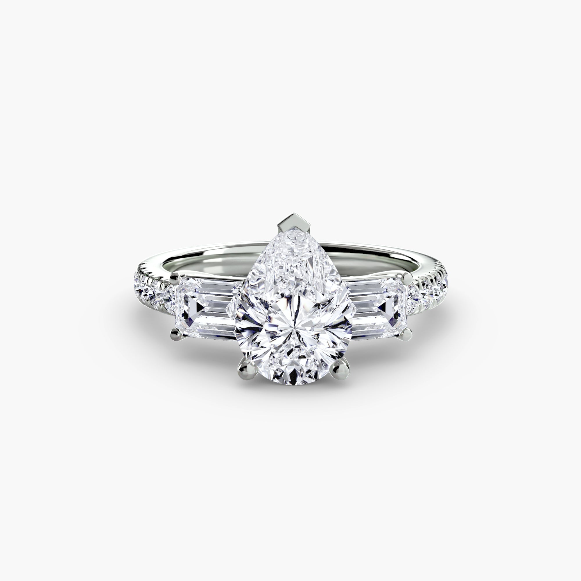 Anello trilogy con pavé — montatura, gambo 2,5 mm