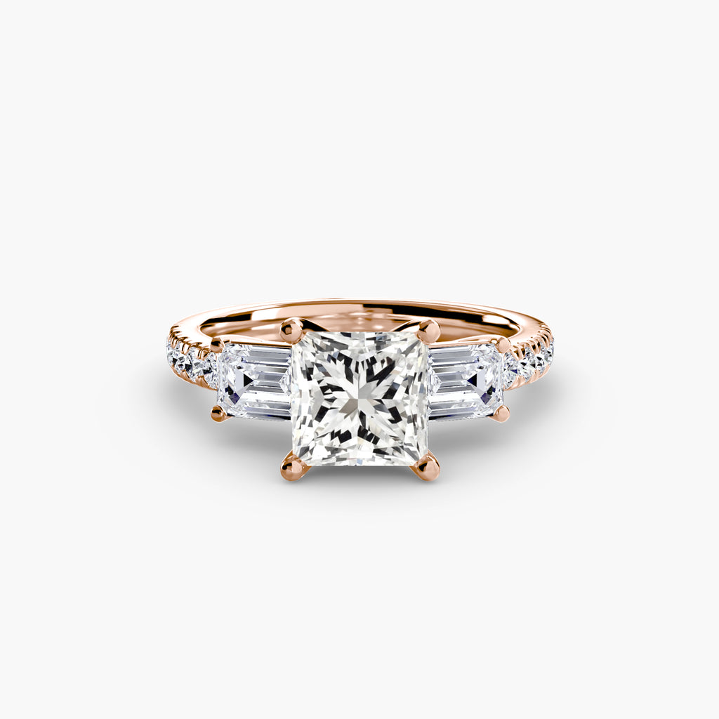 Anello trilogy con pavé — montatura, gambo 2,5 mm
