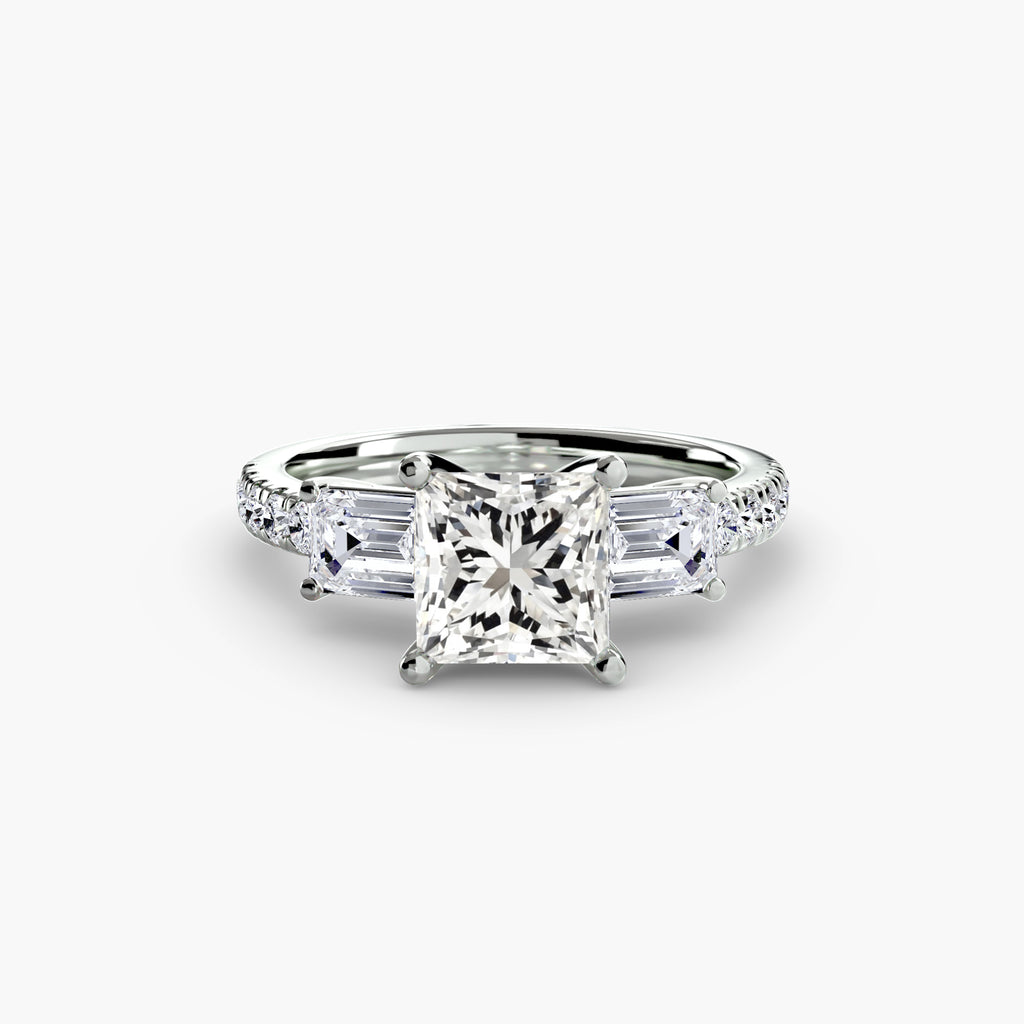 Anello trilogy con pavé — montatura, gambo 2,5 mm
