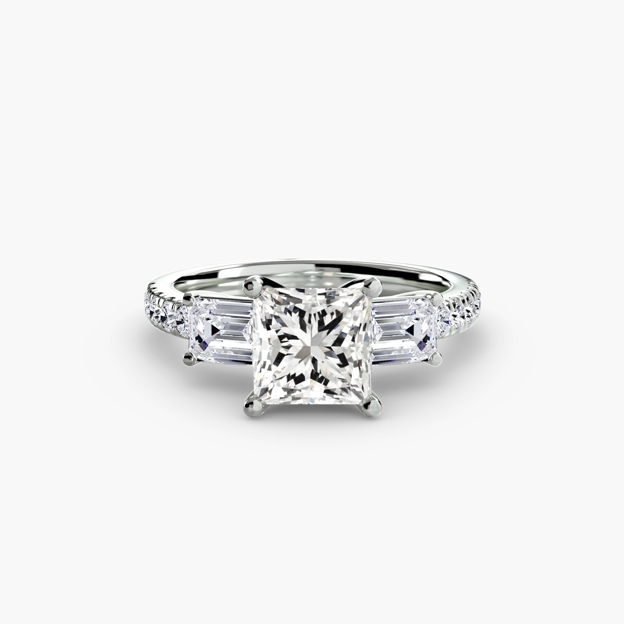 Anello trilogy con pavé — montatura, gambo 2,5 mm