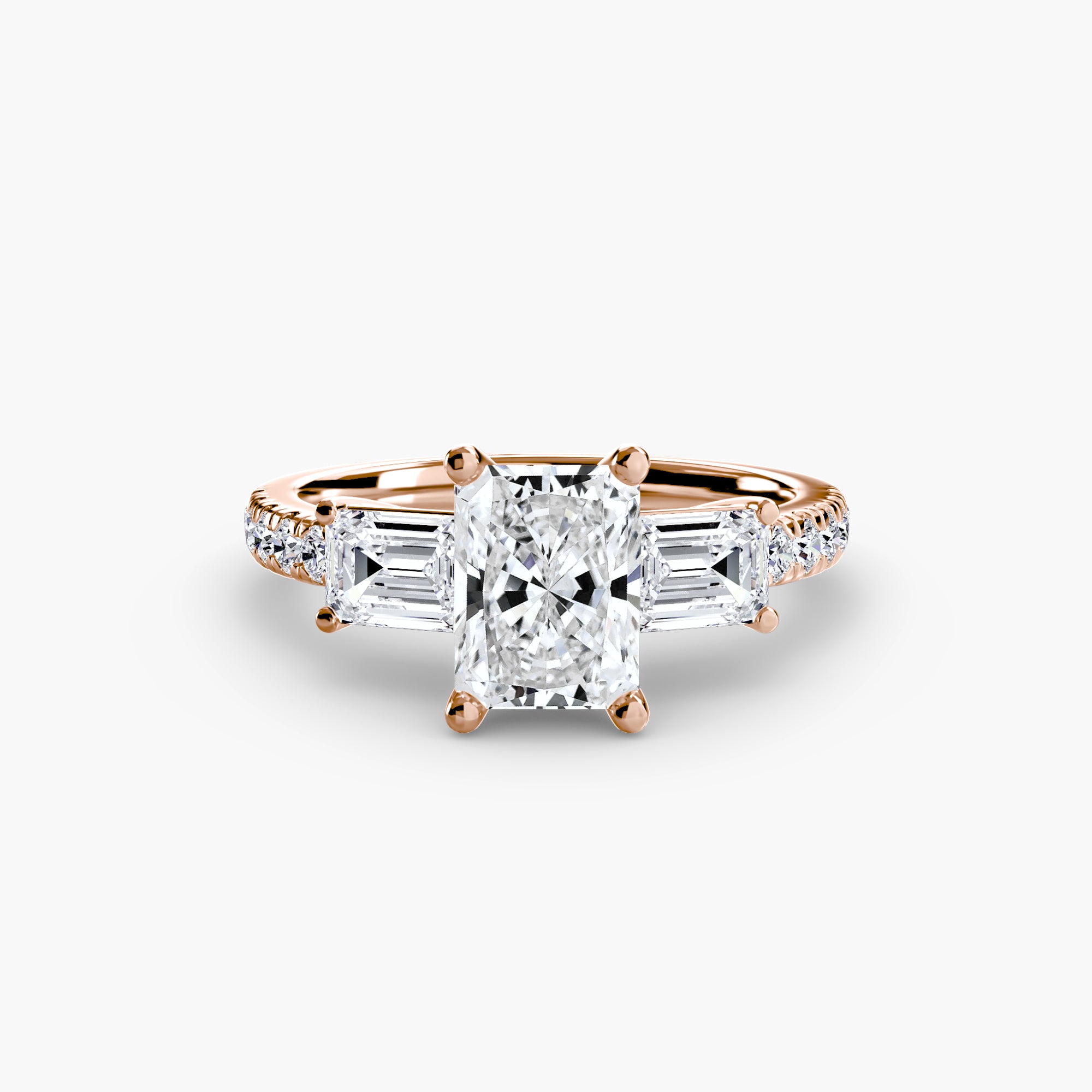 Anello trilogy con pavé — montatura, gambo 2,5 mm
